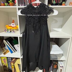 Elegant Black Sleeveless top with Lace Detail